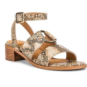 Seychelles Exhilarating Leather Snake Embossed Strappy Block Heel Sandals